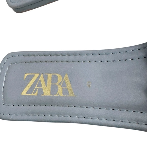 Zara Light Blue Pearl Beads Leather Slides Size 40/9.5 - Picture 7 of 8